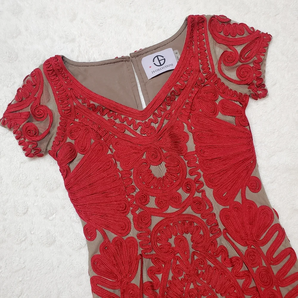 SOLD 🚫 JS Collections| Embroidered Soutache Trumpet Dress - Picture 3 of 11